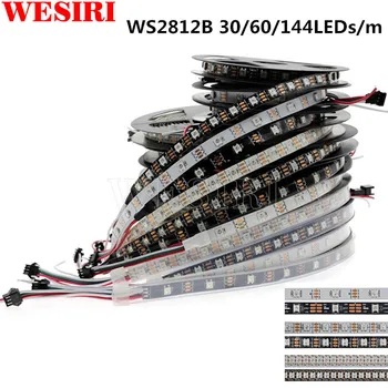 

DC5V 1m 4m 5m WS2812B RGB Individually Addressable Smart LED Pixel Strip Black/White PCB 30 60 144 LEDs/m WS2812 IC Waterproof