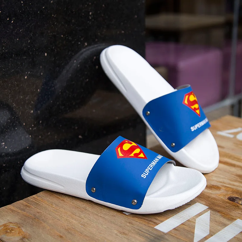 

Fashion Men and women Slippers Casual Captain America Black Shoes Non-slip Slides Bathroom Summer Sandals Soft Sole Flip Flops