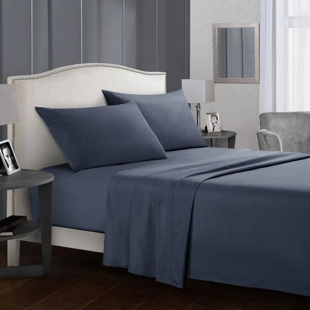 

Bedding Set Brief Bed Linens Flat Fitted Sheet with Pillowcase Queen King Size for Single Bed Gray Soft Comfortable White Bed