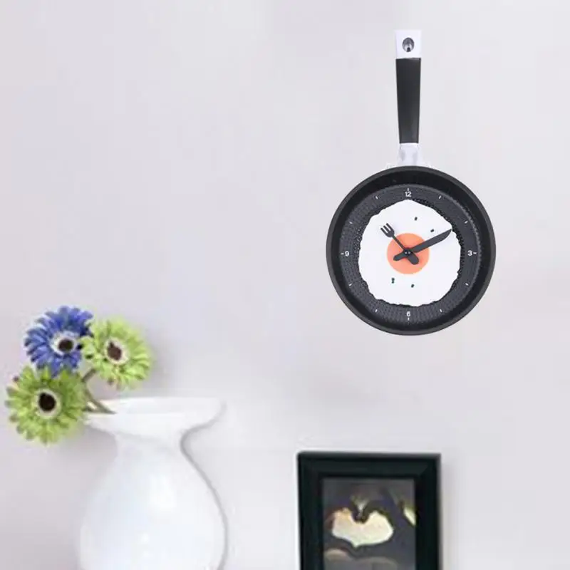 Новые Настенные часы для детей, креативная сковорода для омлета, кухонный жареное яйцо, мини дизайн, детские настенные часы, кухонные часы, 3 цвета