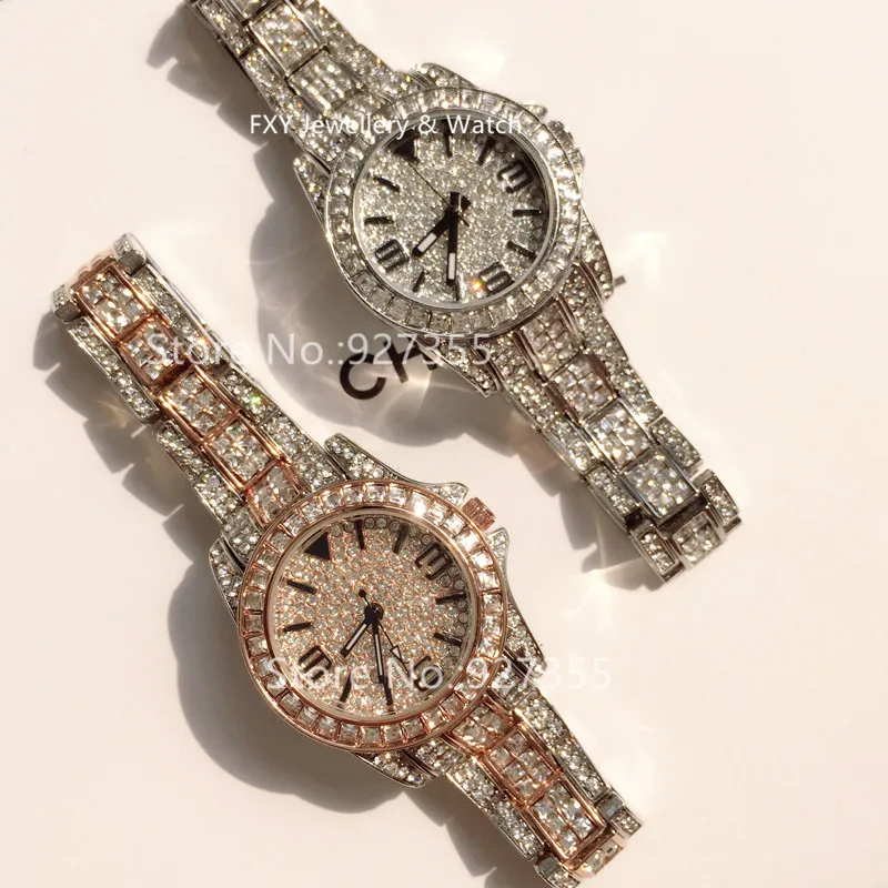 Beste Hot Sales Ovale Horloges Vrouwen Vol Strass Horloge Dame Diamant Steen Jurk Horloge Rvs Crystal Armband Horloges