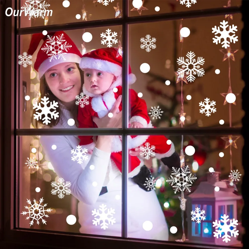 

OurWarm 48pcs Christmas Snowflake Sticker Window Decorative Sticker New Year DIY Stickers Christmas Decorations for Home 60*45cm