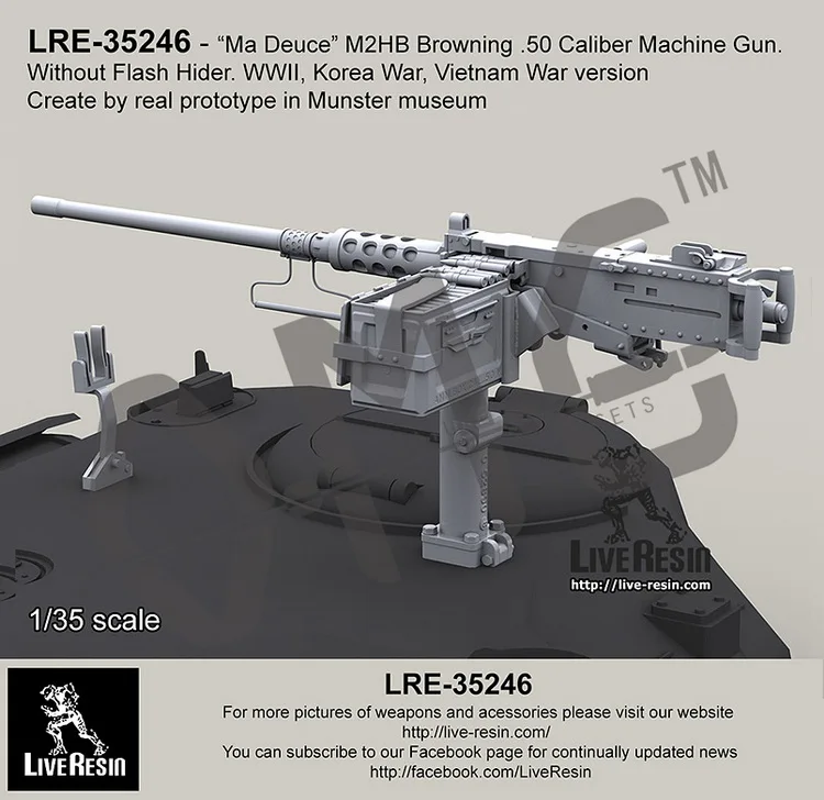 

[Scale Model Kit] Live Resin LRE-35246 1/35 M2HB Browning .50 Caliber Machine Gun TANK version WWII - Korean War - Vietnam War - Cold War period