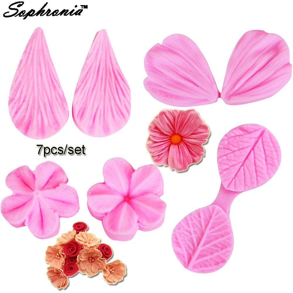 Sophronia Tulip Flower Leaf Petal Silicone Molds Fondant Cake Decorating Tools Chocolate Clay Kitchen Baking 4pcs/set M-C082 | Дом и сад