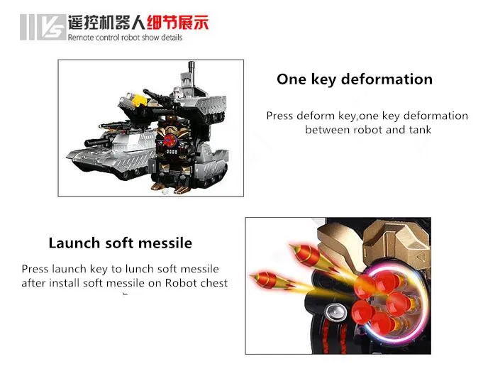 Newest 2327XF RC deformation robot tank 2.4G Infrared 1:10 scale big Smart Remote Control Robot Transform Action Figure tank Toy