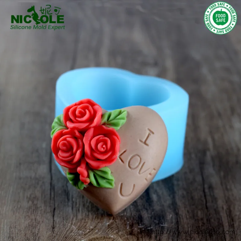 

Valentine's Day flower silicone soap mold Cake decoration mold Handmade chocolate mold heart shaped For Love