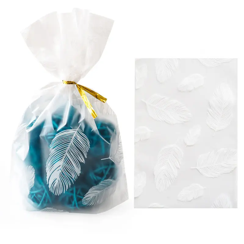 50 шт Плюм пластиковый пакет креативные печенья мешки для конфет, свадебный подарок на день рождения Пасха День Рождения Вечеринка закуска подарочная упаковка - Цвет: Plume