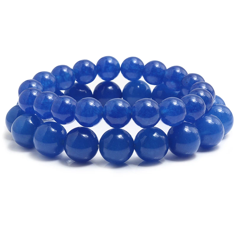 High quality Handmade Deep Blue Chalcedony Bracelet Ice Chalcedony Gem
