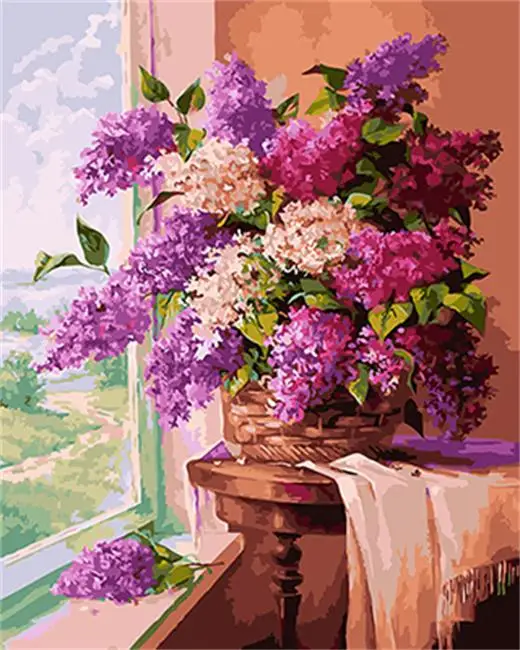 

PAINTBOY Flower Framed Pictures DIY Painting By Numbers Acrylic Painting On Canvas Wall Art For Living Room Home Decor