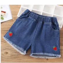 Летние детские короткие джинсы для девочек, модные короткие джинсы для принцессы, детские штаны, шорты для девочек, одежда для девочек с цветочным принтом