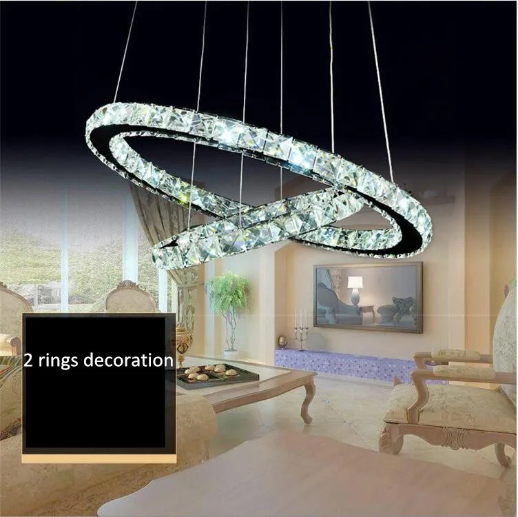 Современный хромированный светодиодный хрустальный светильник с бриллиантовым кольцом, подвесной светильник из нержавеющей стали, светодиодный светильник для домашнего декора