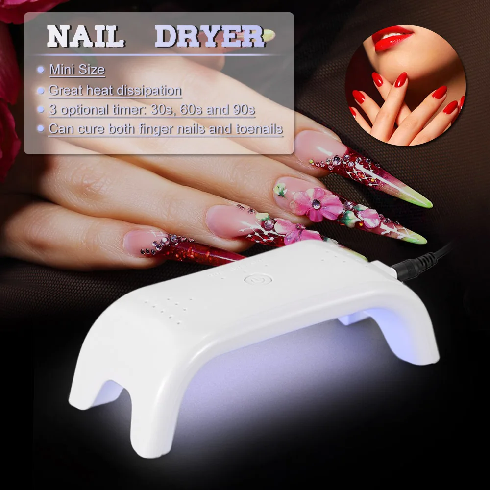 Mini 12W LED Nail Dryer Machine Fingernail Toenail Gel Curing Lamp