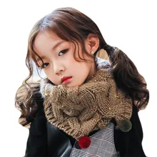 Осенне-зимний Милый хлопковый Детский шарф детский вязаный шерстяной шарф с воротником и круглым вырезом для девочек и мальчиков детские однотонные теплые шарфы