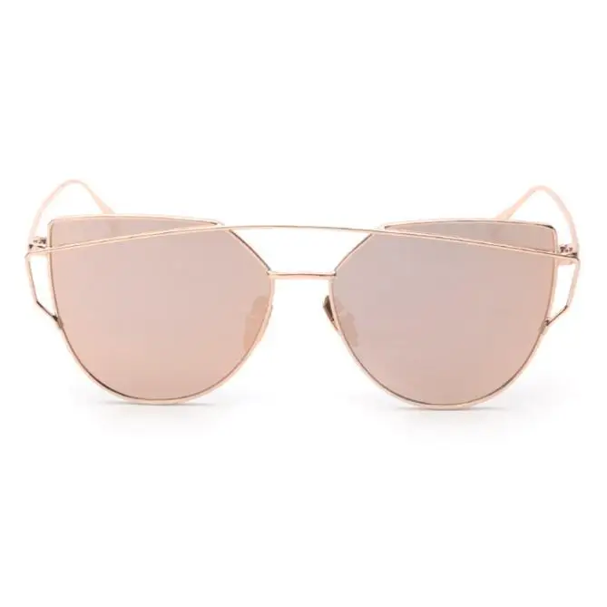 New Fashion Driver Goggles Twin-Beams Classic Women Metal Frame Mirror Sunglasses Cat Eye Glasses glasses women Anti-UV