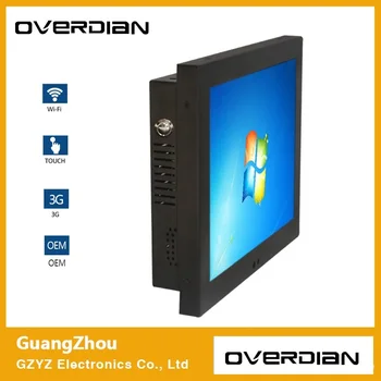 شراء 10 بوصة شاشة LCD الكمبيوتر الصناعي نظام Win7 شاشة تعمل باللمس واحدة مكتب الكمبيوتر SSD32G اللوحي 1024*768 SqureScreen 4:3