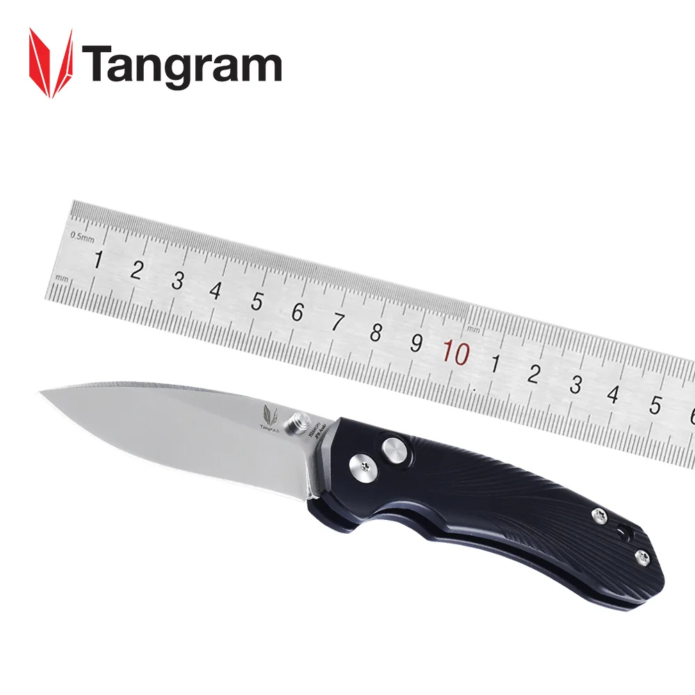 TANGRAM Tactical folding Knife Survival knife EDC Acuto440c blade Thumb Stub Aluminum Handle Rescue Knife