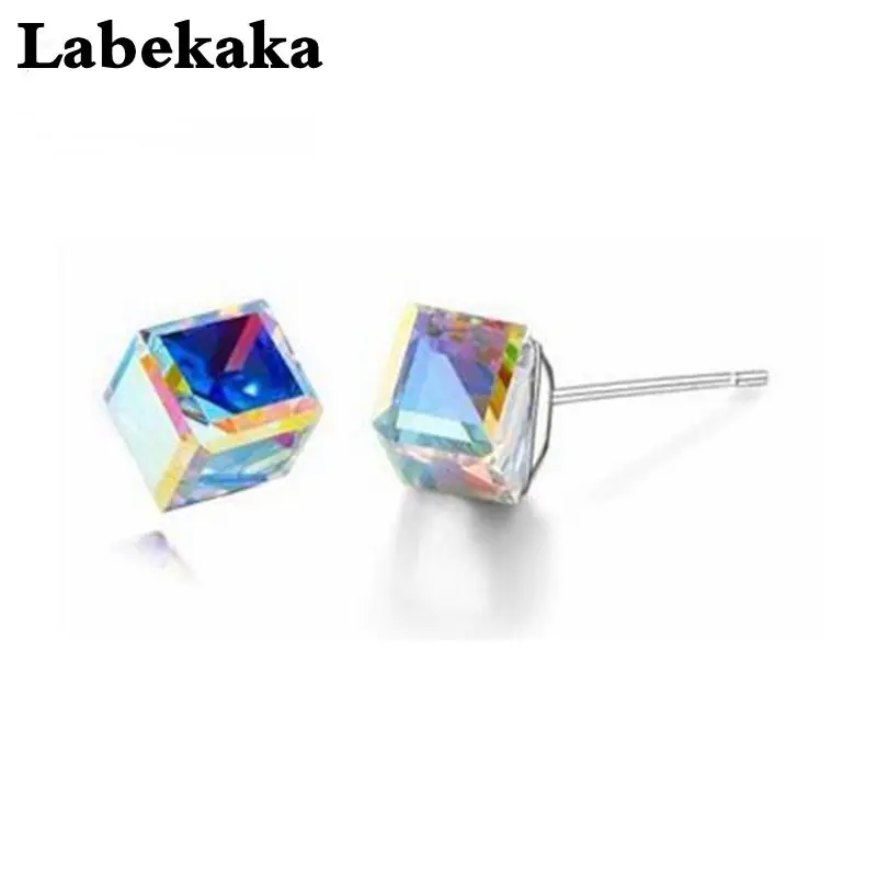 Labekaka куб украшенный кристаллами от Swarovski серьги индивидуальные украшения для досуга Модные нейтральные простые аксессуары
