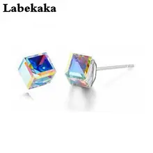Labekaka куб украшенный кристаллами от Swarovski серьги индивидуальные украшения для досуга Модные нейтральные простые аксессуары