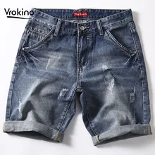 Летние новые мужские повседневные шорты, джинсы, деловая мода, высокое качество, узкие джинсы с дырками, 3 вида стилей на выбор 38 40