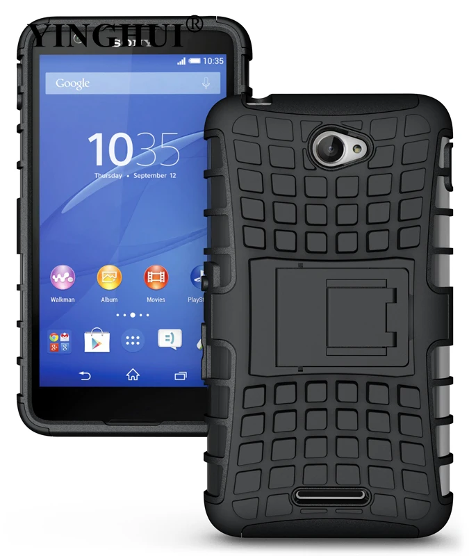 

YINGHUI Armor Case For Sony E4 Case Hybrid Kickstand Cover For Sony Xperia E4 E4 Dual Case Dual Layer Silicone+Hard Shell