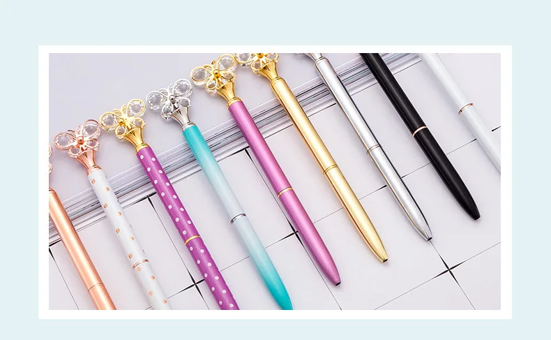 Esferográfica de Metal Prêmios de Presente Kawaii Caneta Esferográfica Diamante Moda Escritório Escola Suprimentos Estudantes 13 caneta diamante Moda Escritório Escola Suprimentos Estudantes Prêmios De Presente