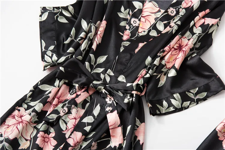Пижама атласная Домашняя одежда модные пижамы женские летние шорты шелковые пижамы женские 5 шт. сексуальное кружевное кимоно Халаты Ночное белье
