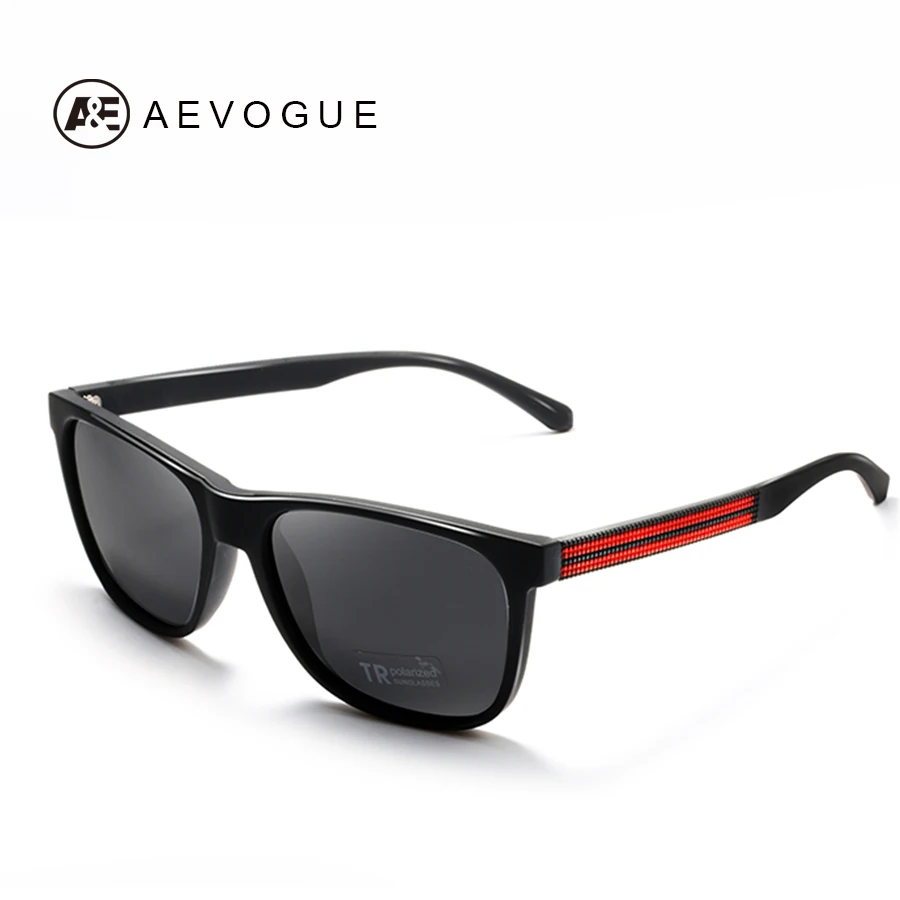 AEVOGUE HD Polaroid Солнцезащитные очки для мужчин оправа TR90 матовая черная квадратная красная линия винтажные очки для женщин фирменный дизайн UV400 AE0616