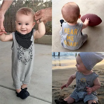 

Toddler Baby Kids Cotton Casual Sleeveless Rompers Newborn Baby Boys Clothes Tiger One Pieces Jumpsuit Outfits For 0-24M Baby