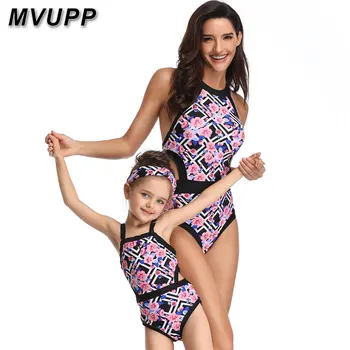 

one piece family set mother daughter swimwear mommy and me bikini swimsuit matching oufits look clothes mom mum baby bathing