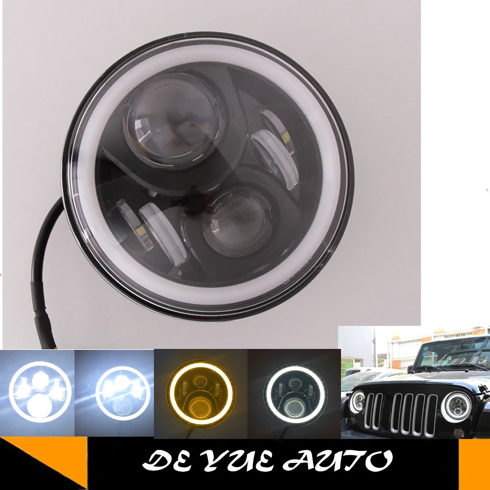 7" 97W LED Headlight with Halo Angel Eye for Jeep Wrangler JK 05 16 Car