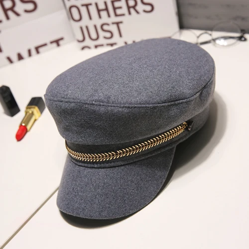 Зимние Модные шапки для женщин, армейские кепки на пуговицах, черная шляпа для девочек, кепка для газетчика, восьмиугольная кепка, женские береты для путешествий, армейская Кепка - Цвет: Серый