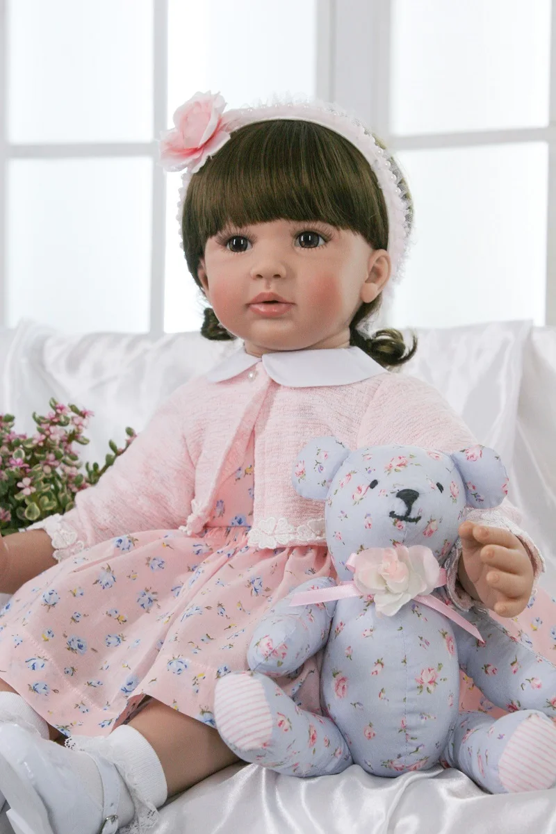 

60cm High-end vinyl silicone reborn baby doll toy newborn girl babies princess doll birthday holiday gift bedtime play house toy