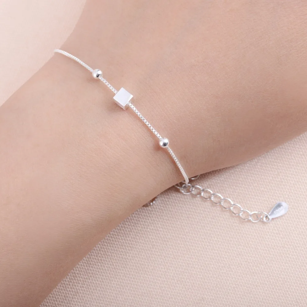 

Shuangshuo Fashion Jewelry Tiny Cubic Square Women Bracelet Simple Bead Cuff Bracelets for Women bracelet homme pulseras SL050