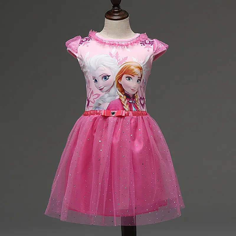 Платье для девочек летний бренд одежды для девочек дошкольного возраста кружевные блестки платье Принцессы Анны и Эльзы ролевые костюмы Снежной Королевы и для вечеринки Хэллоуин