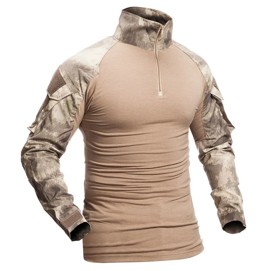 Khaki Camo S. ARCHON Военная камуфляжная рубашка для мужчин 12 цветов хлопок с длинным рукавом армейская тактическая рубашка Solider Squad Armed верхняя одежда рубашки - Color: Khaki Camo