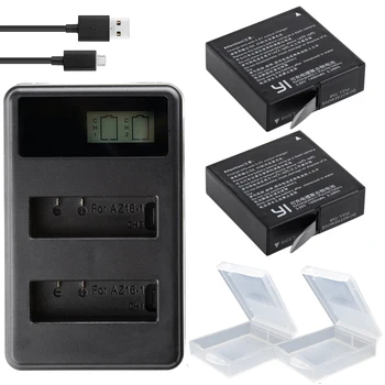 

2x 1400mAh xiaoyi 4K Battery Original AZ16-1 bateria for xiaomi Yi 4K 2 Yi II +USB Dual LCD Charger for Xiaomi YI 4K camera