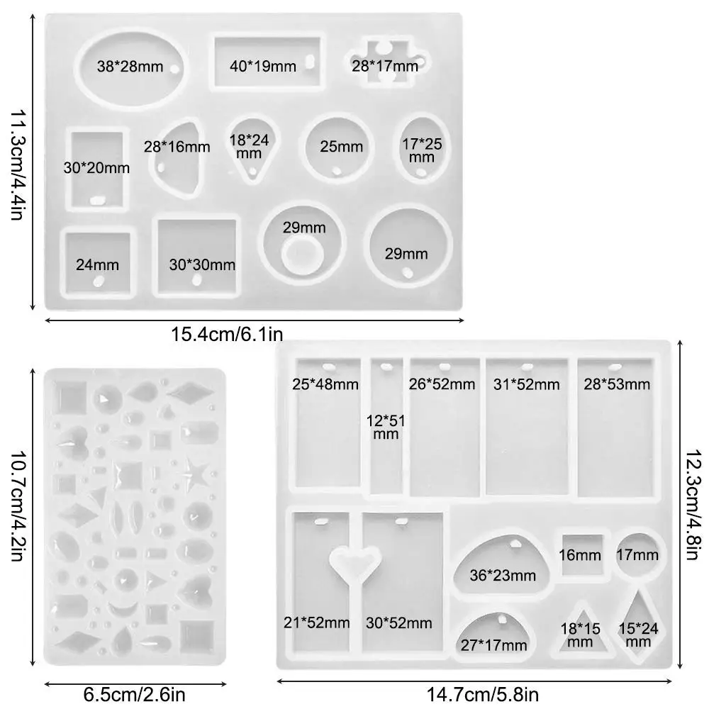 3 шт. силиконовых кейсов литейные формы, dly ювелирные изделия кулон ремесленничество формы с отверстием для подвешивания