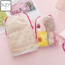 XZP Travel Transparent Scrub Cherry Cosmetic Bag Makeup Case Women String Make Up Bath Organizer Storage Pouch Toiletry Wash Kit