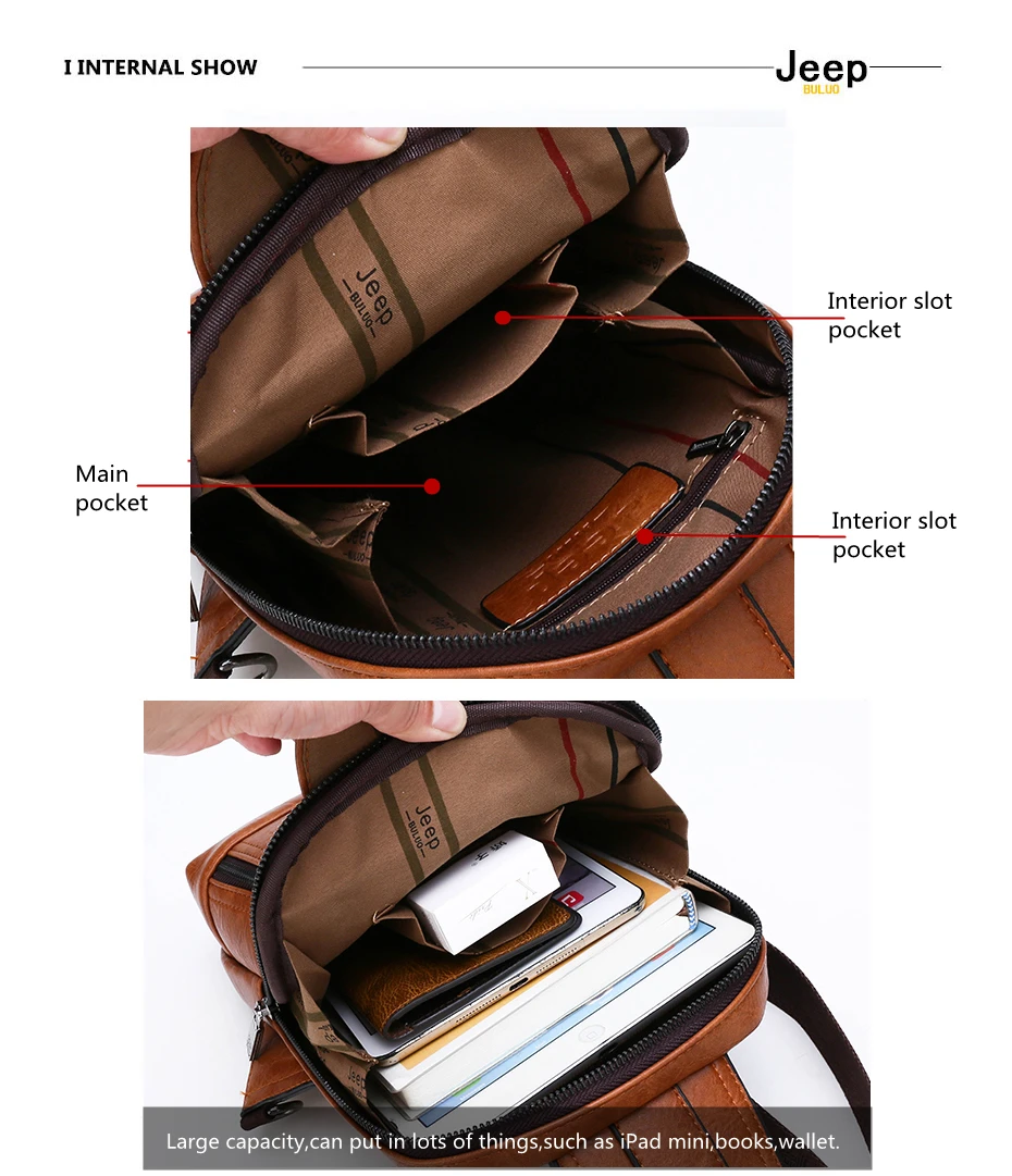 Durable Travel & Hiking Cross Body Shoulder Large Capacity Leather Sli ...