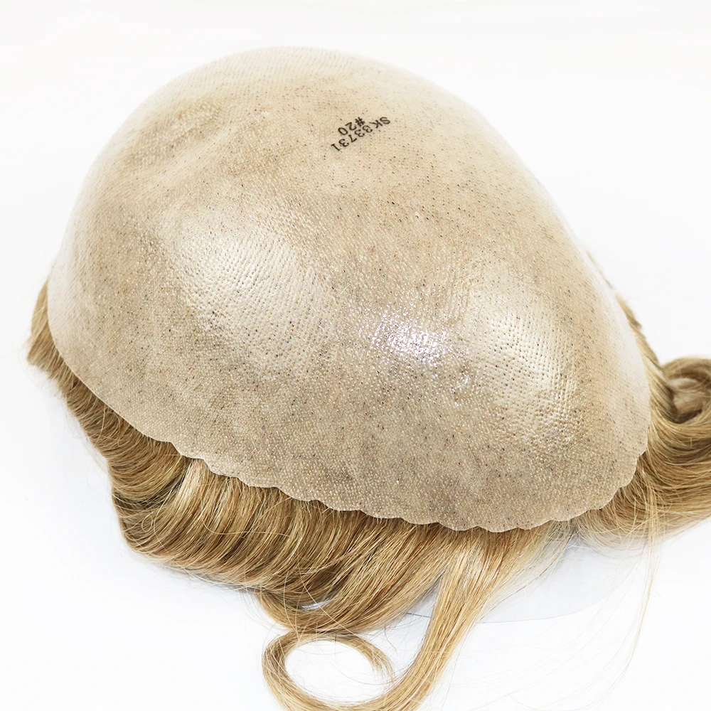 

SimBeauty Skin Natural Hair Men Toupee Full Pu Toupee Durable 8x10Inch Natural Looking Remy Hair Clear Poly Base Human Men Hair