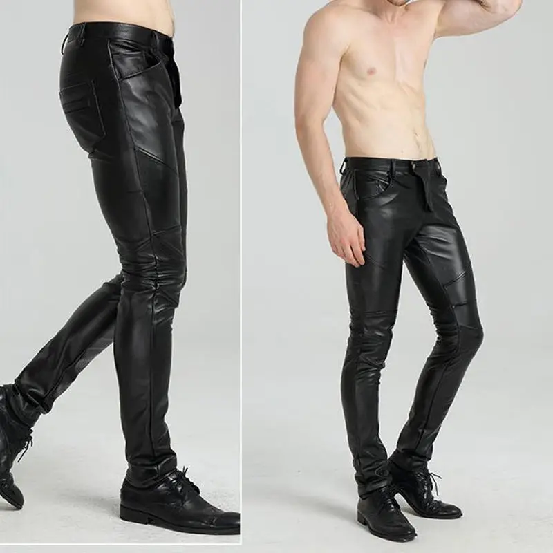 TOPING Fine 2018 New Arrival Mens Faux Leather Pants PU Casual Slim Fit Fashion Skinny Solid Leather Pants For Men