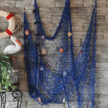 

Wall Decor Stickers With Shell Decoration 1 Pcs Fishing Net For Home Decor Wall Hangings The Mediterranean Sea style 1*2m