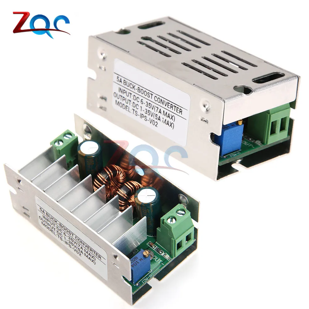 5A DC 6-35V 1-35V Auto Boost Buck Step Up Down Converter Module adjustable power supply Voltage Regulator With Aluminum Case