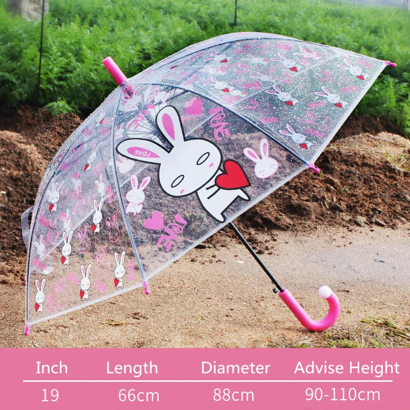 Новые Детские Зонты с длинной изогнутой ручкой, прозрачный дождевой зонт для детей, Мультяшные животные, стиль для девочек и мальчиков, прозрачный зонтик YS116