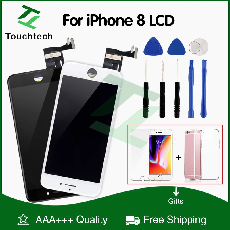 1 шт. AAAA 100% без битых пикселей для 4 7 &quotiPhone 8 LCD 3D сенсорный черный и белый дисплей