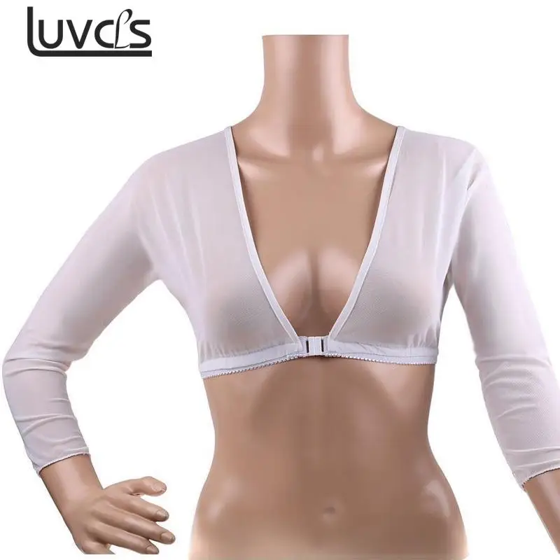 Arm Sleeves Fashion Women Mesh Front Button Long Sleeve T-shirt Arm Cover Shoulder