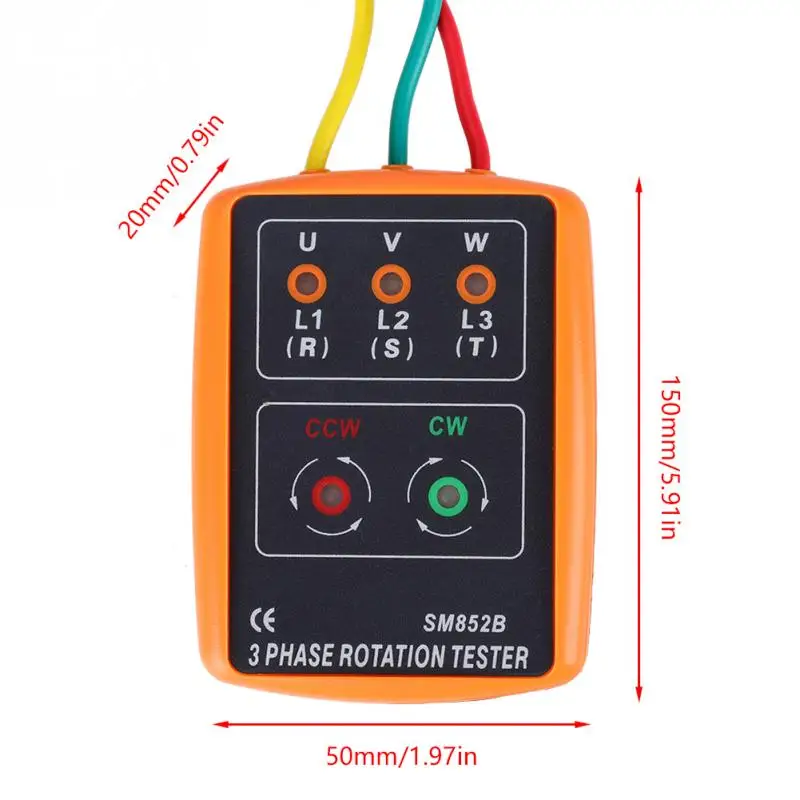 60 В~ 600 В AC 3 фазы тестер SM-852B 3 фазы Последовательность тестер последовательность заказ Индикатор чередования тестер 20 Гц-400 Гц