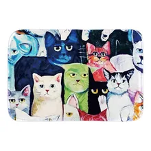 Animals Doormats Decor With Cat Art Illustration Home Decor Rubber Front Door Mats Short Plush Fabric