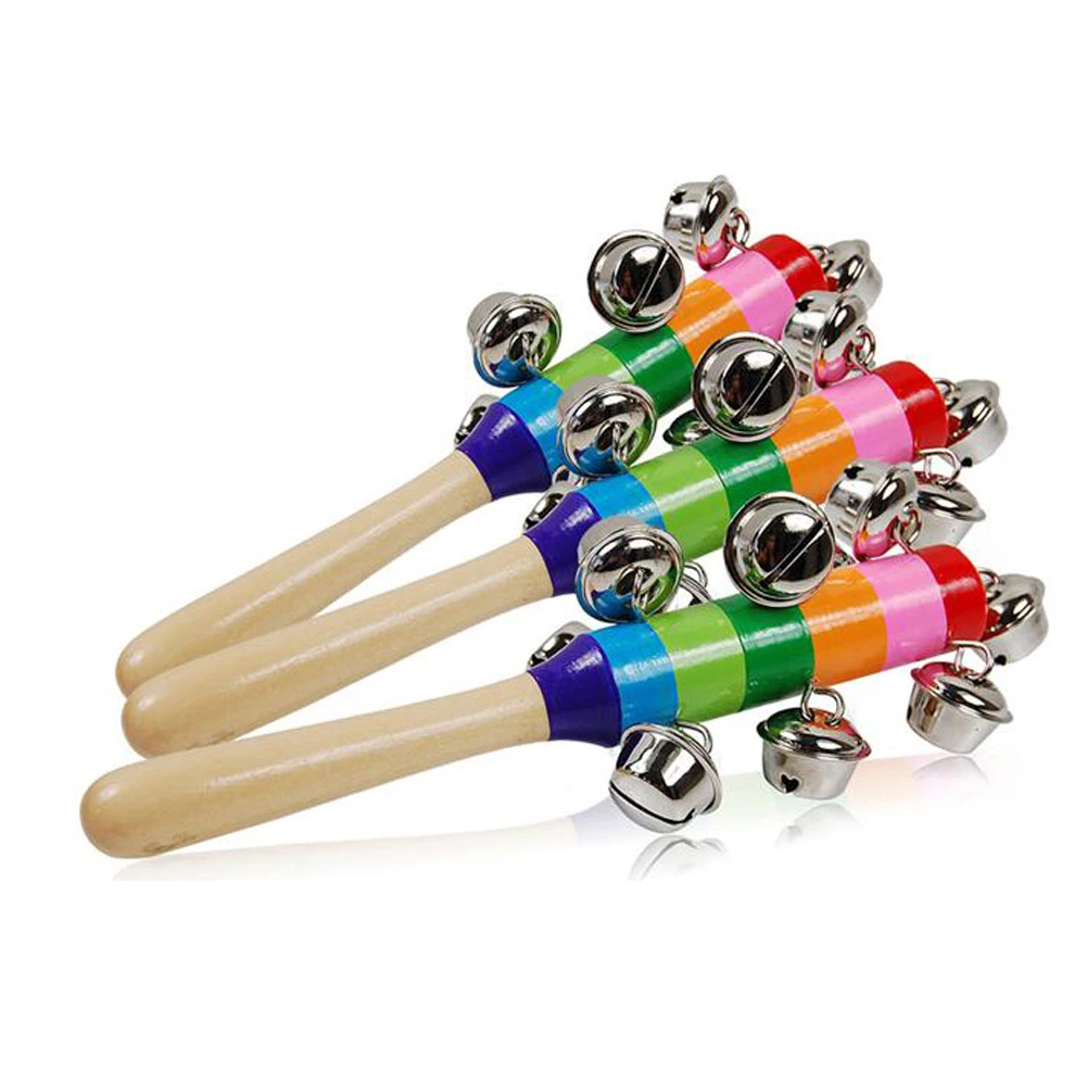 Baby Rattle Ring Wooden Handbell Baby font b Toys b font Musical Instruments 0 12 Months