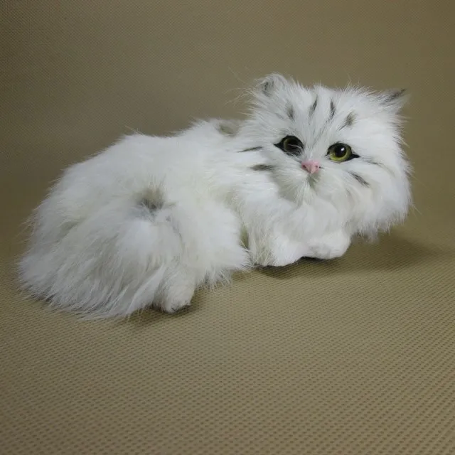

new simulation cat plastic&fur black&white lying cat doll gift about 15x10x7cm a53